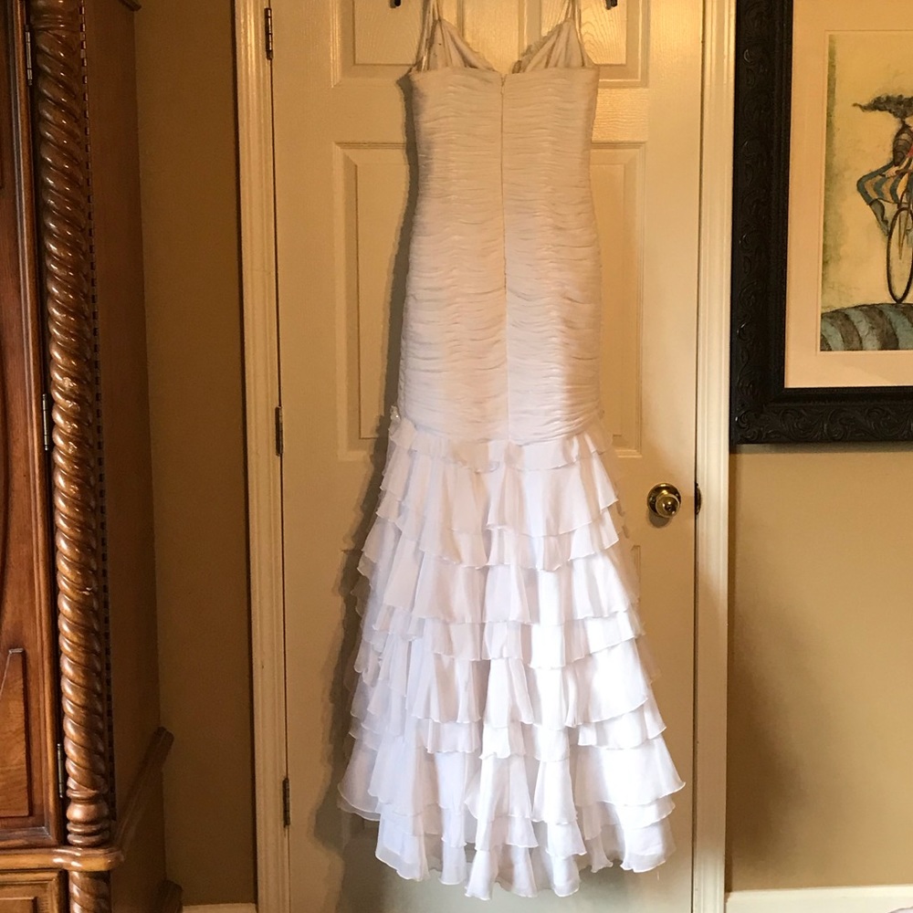 Alyce Designs White Chiffon Evening Gown size 8 - Picture 7 of 16